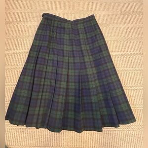 Pendleton Wool Skirt Black Watch Tartan Green Blue Plaid 100% Virgin Wool USA